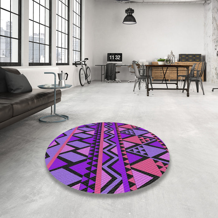 Round Patterned Purple Modern Rug in a Office, pat3029