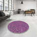 Round Patterned Orchid Purple Rug in a Office, pat303pur