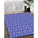Patterned Sky Blue Rug in Family Room, pat3032blu