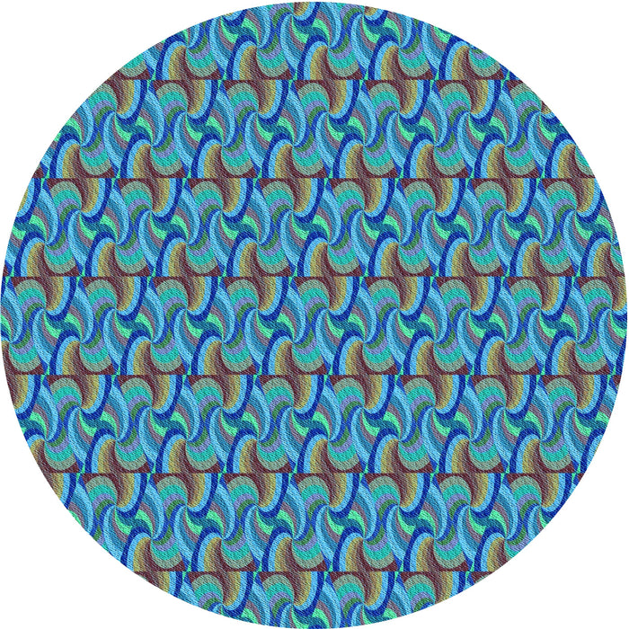 Square Patterned Turquoise Green Rug, pat3032lblu