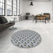 Round Patterned Ash Gray Novelty Rug in a Office, pat3033