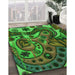 Machine Washable Transitional Dark Forest Green Rug in a Family Room, wshpat3034grn