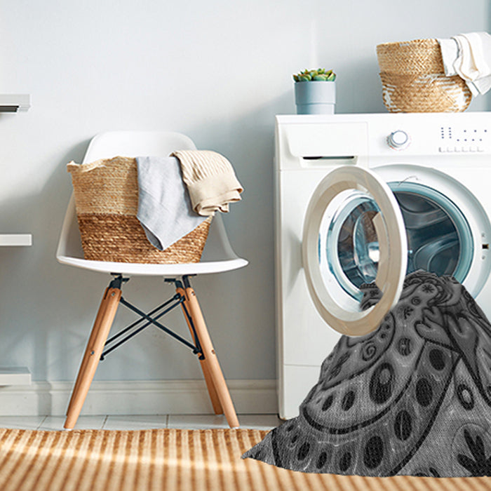 Machine Washable Transitional Dark Gray Black Rug in a Washing Machine, wshpat3034gry