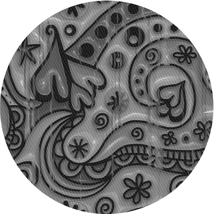 Square Patterned Dark Gray Black Rug, pat3034gry