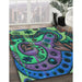 Machine Washable Transitional Medium Sea Green Rug in a Family Room, wshpat3034lblu