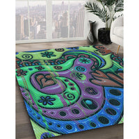 Patterned Medium Sea Green Rug, pat3034lblu