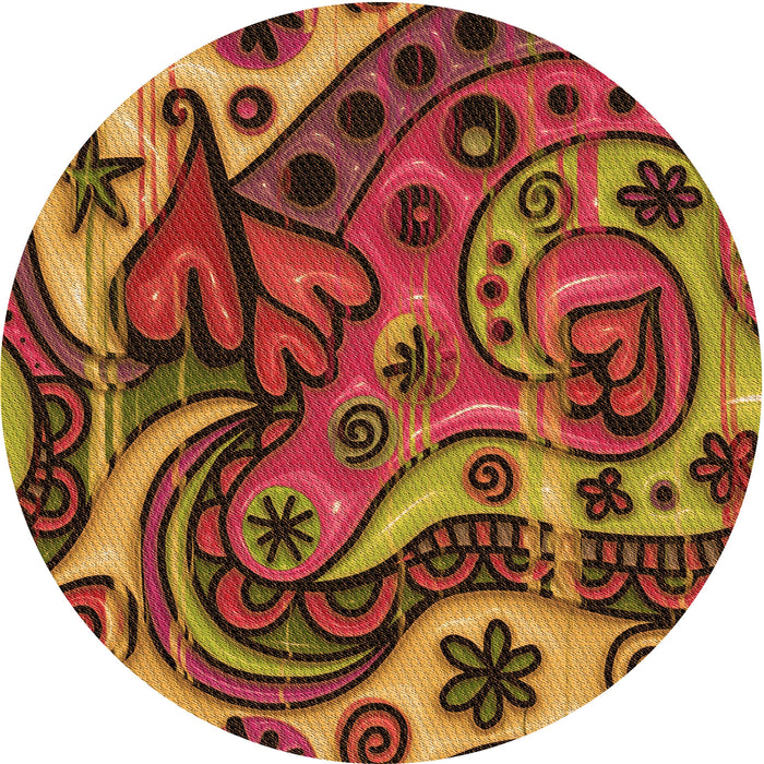 Square Patterned Saffron Red Rug, pat3034org