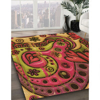 Patterned Saffron Red Rug, pat3034org