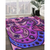 Patterned Dark Magenta Purple Rug, pat3034pur