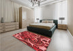 Patterned Red Rug in a Bedroom, pat3034rd