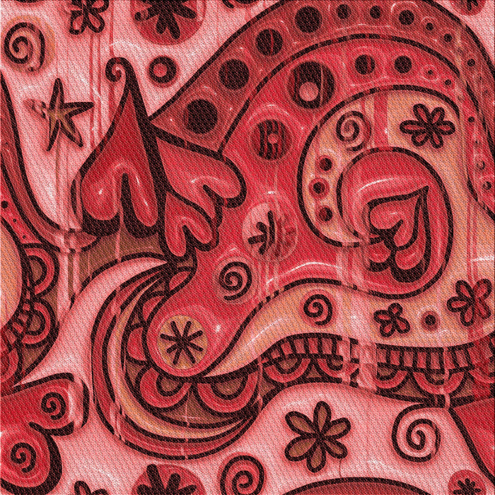 Round Patterned Red Rug, pat3034rd