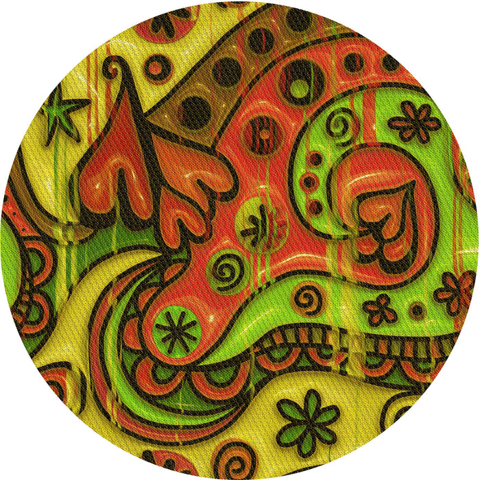 Square Machine Washable Transitional Saffron Red Rug in a Living Room, wshpat3034yw