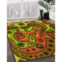 Patterned Saffron Red Rug, pat3034yw