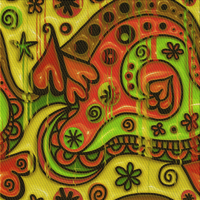 Round Patterned Saffron Red Rug, pat3034yw