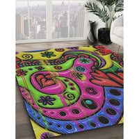 Patterned Green Modern Rug, pat3034