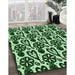 Patterned Deep Emerald Green Rug in Family Room, pat3035grn