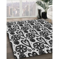 Patterned Charcoal Black Rug, pat3035gry