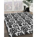 Patterned Charcoal Black Rug in Family Room, pat3035gry