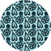 Square Patterned Deep Teal Green Rug, pat3035lblu