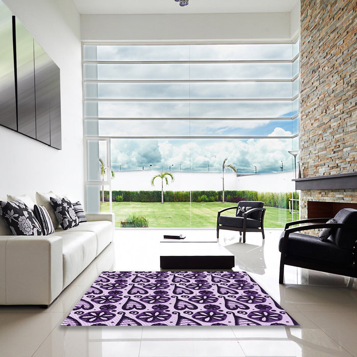 Machine Washable Transitional Mauve Purple Rug in a Kitchen, wshpat3035pur
