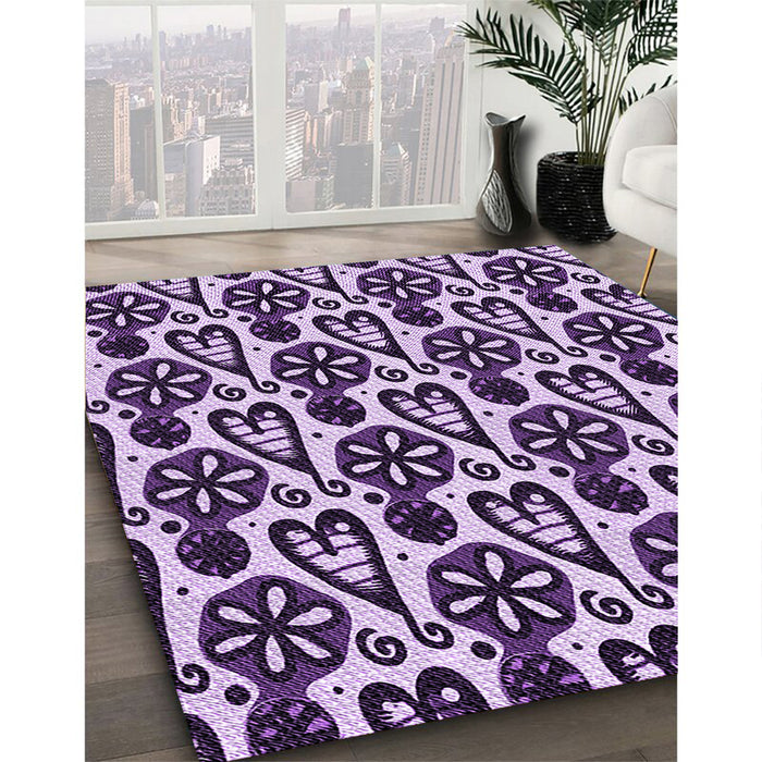 Machine Washable Transitional Mauve Purple Rug in a Family Room, wshpat3035pur