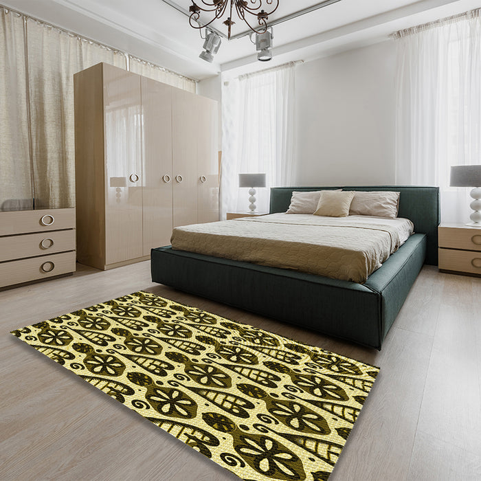 Patterned Red Rug in a Bedroom, pat3035yw
