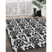 Patterned Charcoal Black Novelty Rug in Family Room, pat3035