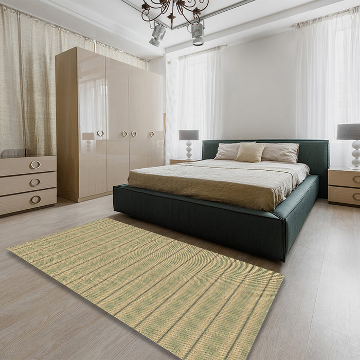 Patterned Metallic Gold Rug in a Bedroom, pat3037brn