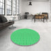 Round Patterned Neon Green Rug in a Office, pat3037grn