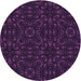 Square Machine Washable Transitional Deep Purple Rug in a Living Room, wshpat3038pur