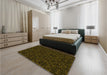 Patterned Dark Bronze Brown Rug in a Bedroom, pat3038yw