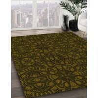 Patterned Dark Bronze Brown Rug, pat3038yw