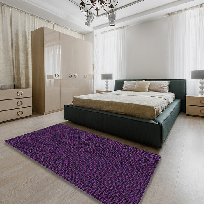 Patterned Deep Purple Rug in a Bedroom, pat3039pur