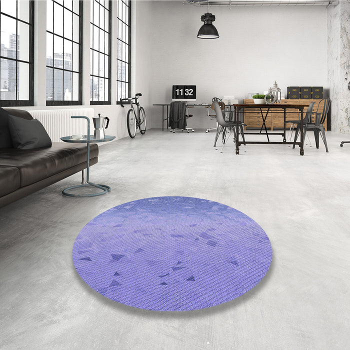 Round Patterned Purple Mimosa Purple Rug in a Office, pat304blu