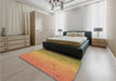 Patterned Yellow Rug in a Bedroom, pat304brn