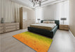Patterned Deep Yellow Rug in a Bedroom, pat304yw