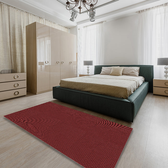 Patterned Maroon Red Rug in a Bedroom, pat3041rd