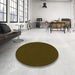 Round Patterned Dark Bronze Brown Rug in a Office, pat3041yw