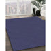 Patterned Slate Blue Rug in Family Room, pat3042blu