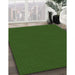 Patterned Dark Forest Green Rug in Family Room, pat3042grn