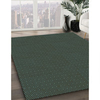 Patterned Dark Forest Green Rug, pat3042lblu