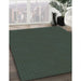 Patterned Dark Forest Green Rug in Family Room, pat3042lblu