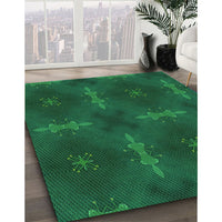 Patterned Deep Teal Green Rug, pat3045grn