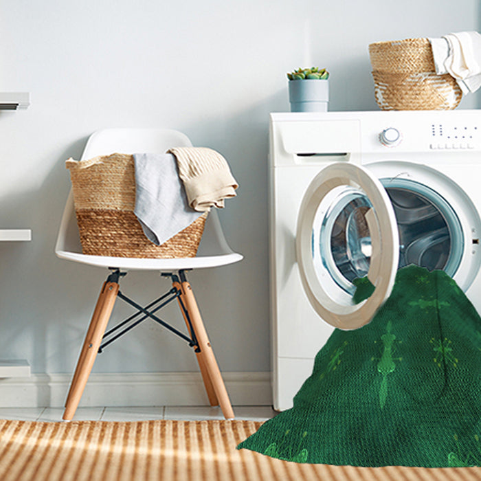 Machine Washable Transitional Deep Teal Green Rug in a Washing Machine, wshpat3045grn