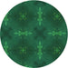 Square Patterned Deep Teal Green Rug, pat3045grn