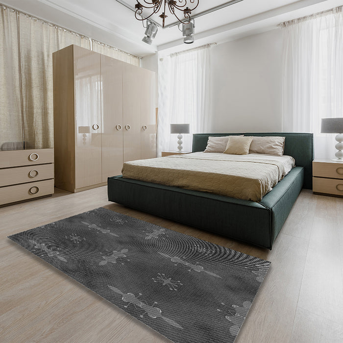 Round Machine Washable Transitional Ash Gray Rug in a Office, wshpat3045gry