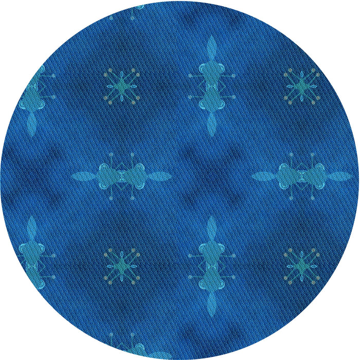Square Machine Washable Transitional Blueberry Blue Rug in a Living Room, wshpat3045lblu