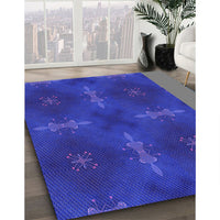 Patterned Blue Orchid Blue Rug, pat3045pur