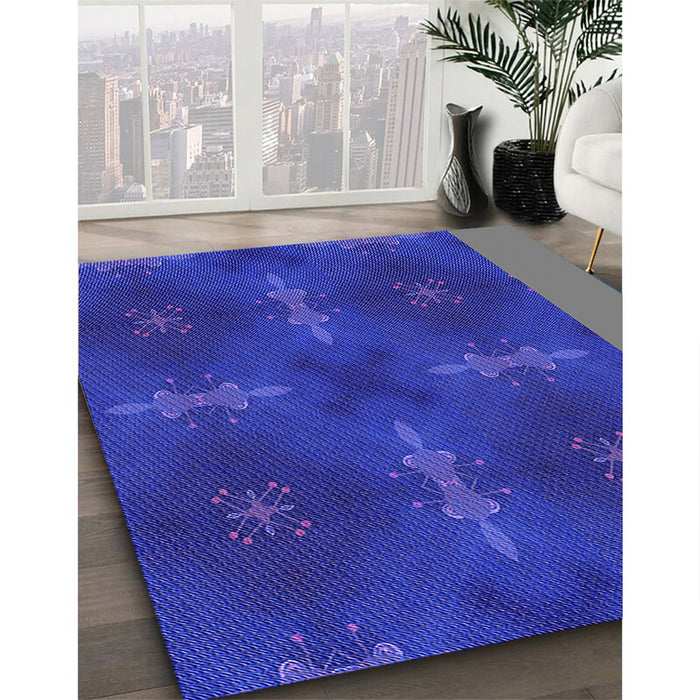 Machine Washable Transitional Blue Orchid Blue Rug in a Family Room, wshpat3045pur