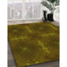 Patterned Dark Yellow Green Rug in Family Room, pat3045yw